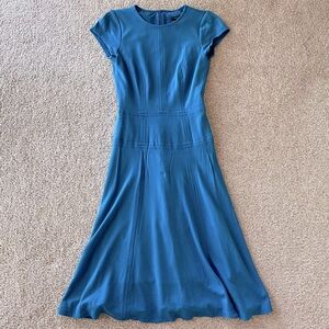 Nanette Lepore A line fit and flare cap sleeve vibrant blue dress 0